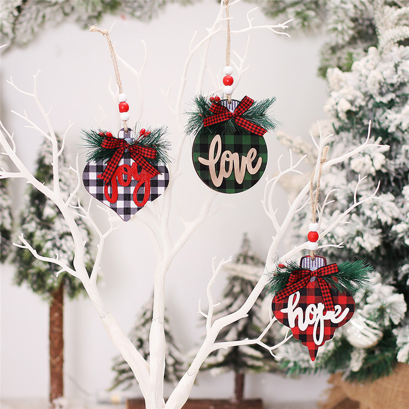 heart lattice wooden pendants christmas hanging ornament