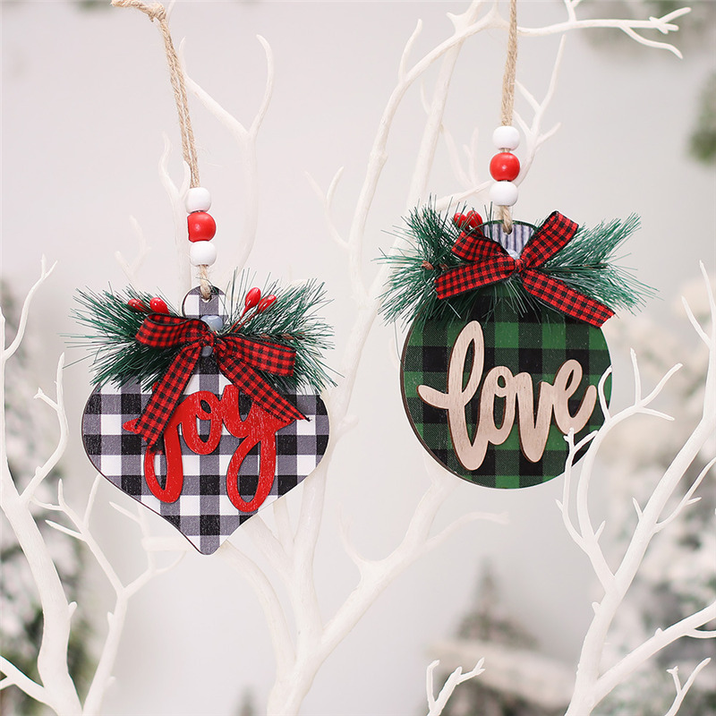 heart lattice wooden pendants christmas hanging ornament