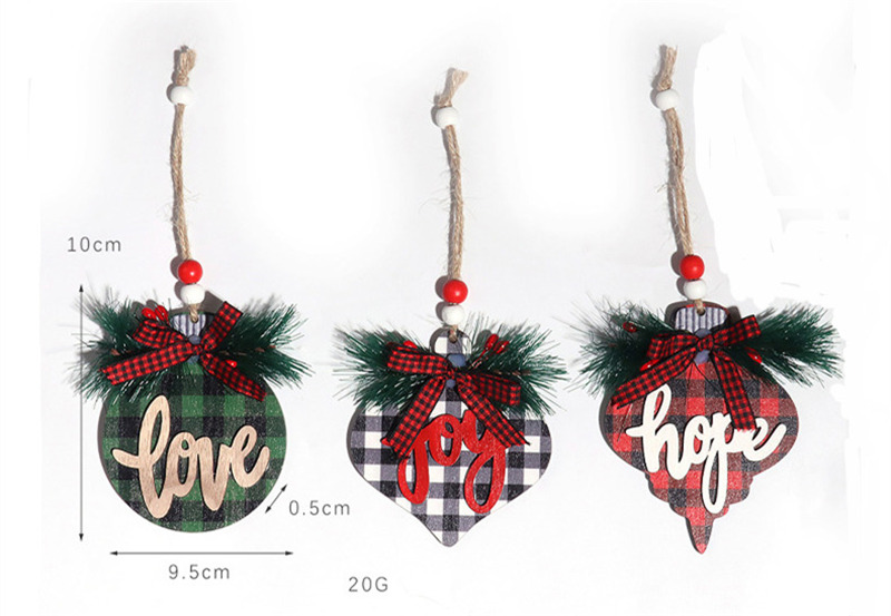 heart lattice wooden pendants christmas hanging ornament