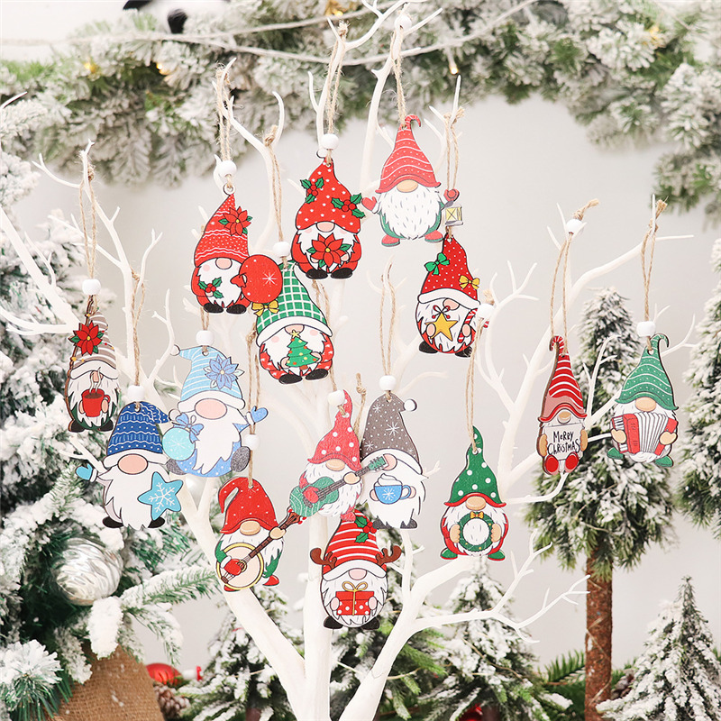 navidad gnome wooden christmas hanging ornaments