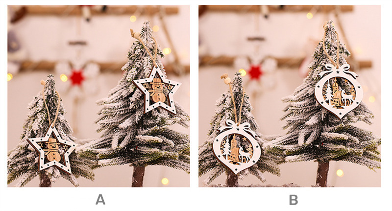 solid pendants xmas tree wooden christmas hanging ornaments