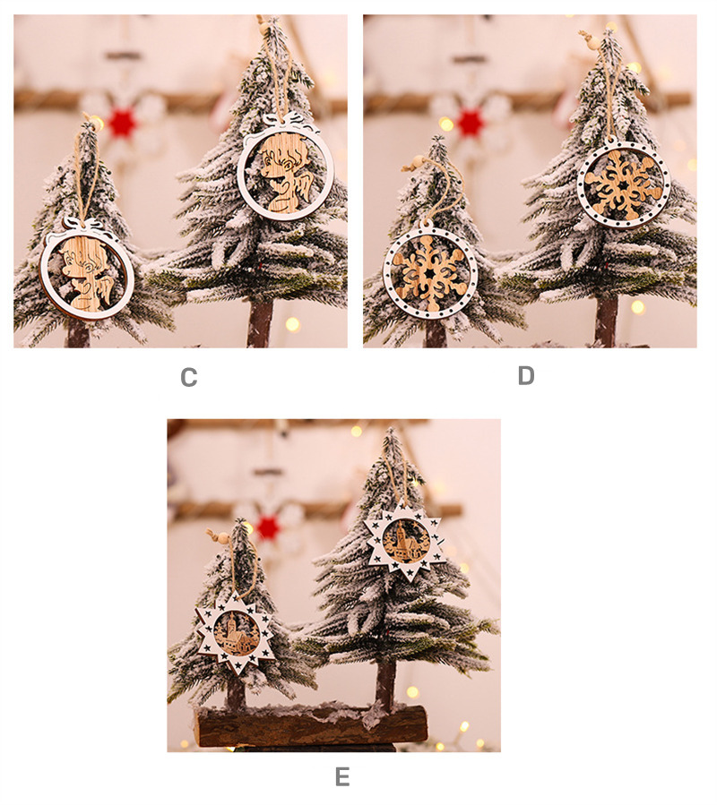 solid pendants xmas tree wooden christmas hanging ornaments