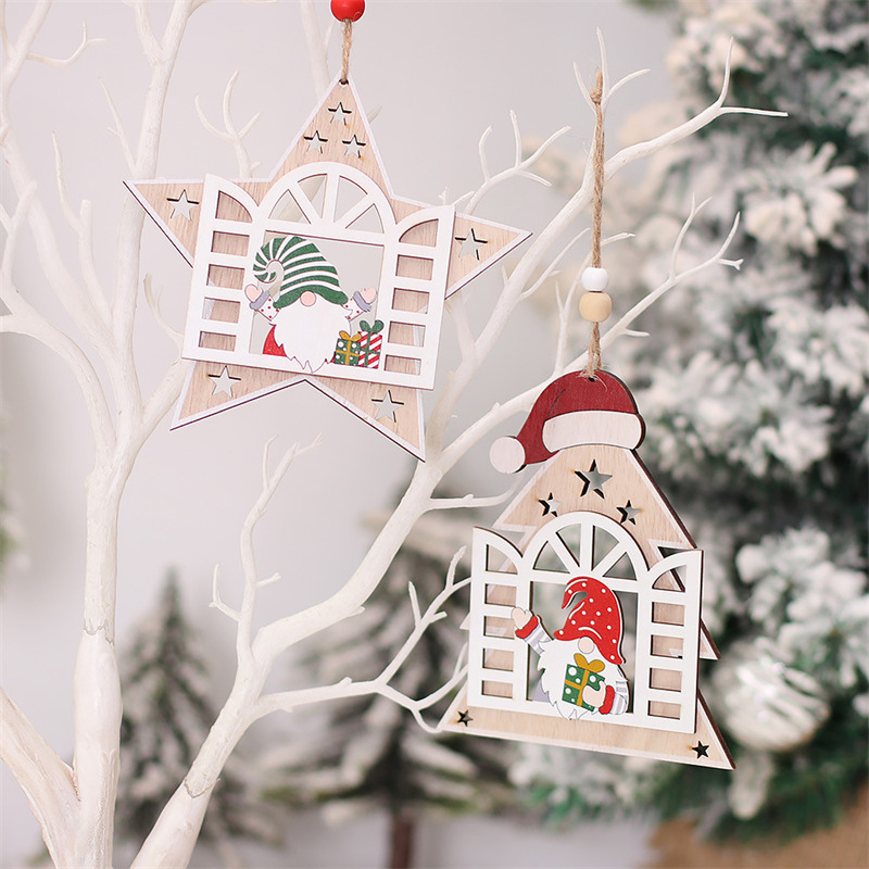 xmas housing pendants wooden christmas decoration 