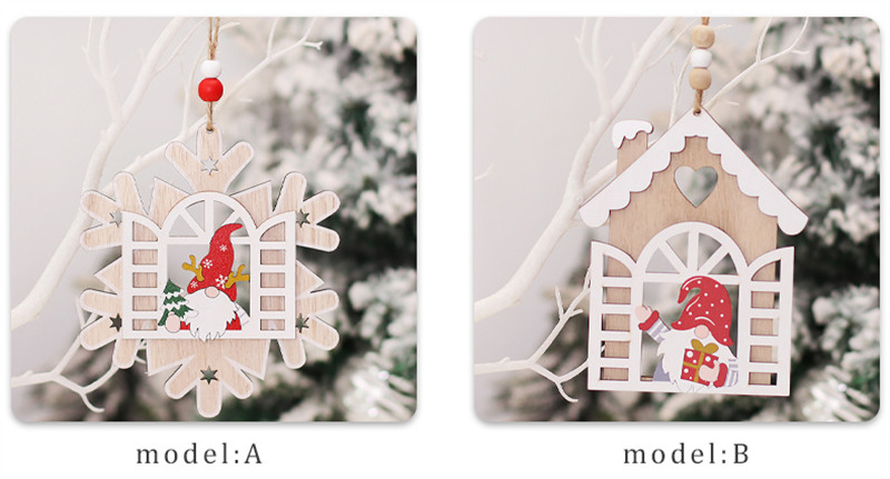 xmas housing pendants wooden christmas decoration 