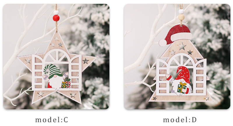 xmas housing pendants wooden christmas decoration 