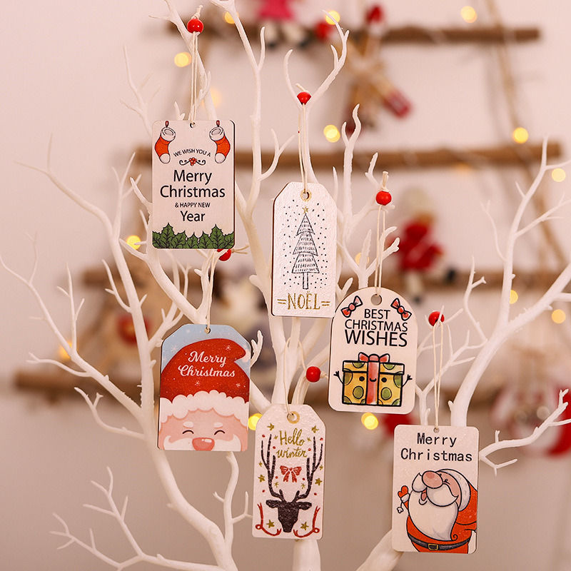 wood cartoon tag pendant christmas tree decoration