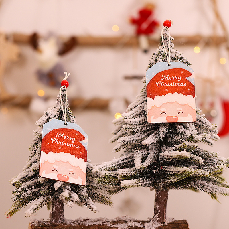 wood cartoon tag pendant christmas tree decoration