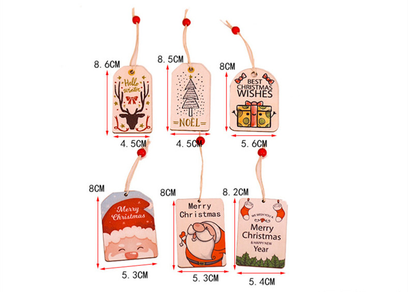 wood cartoon tag pendant christmas tree decoration