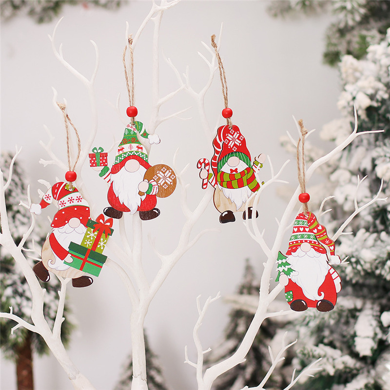 santa foresters wooden pendants christmas hanging decoration