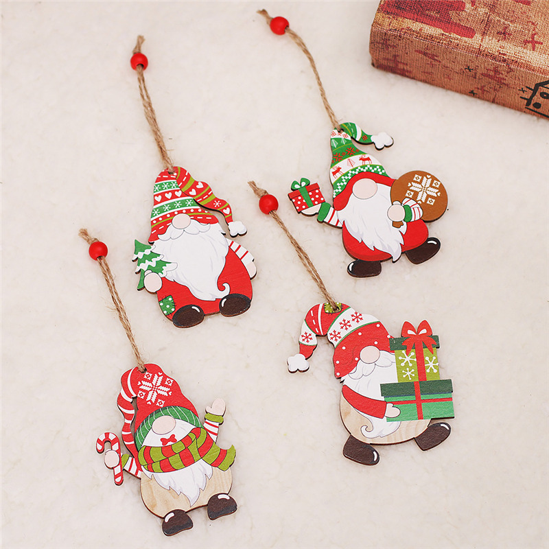 santa foresters wooden pendants christmas hanging decoration