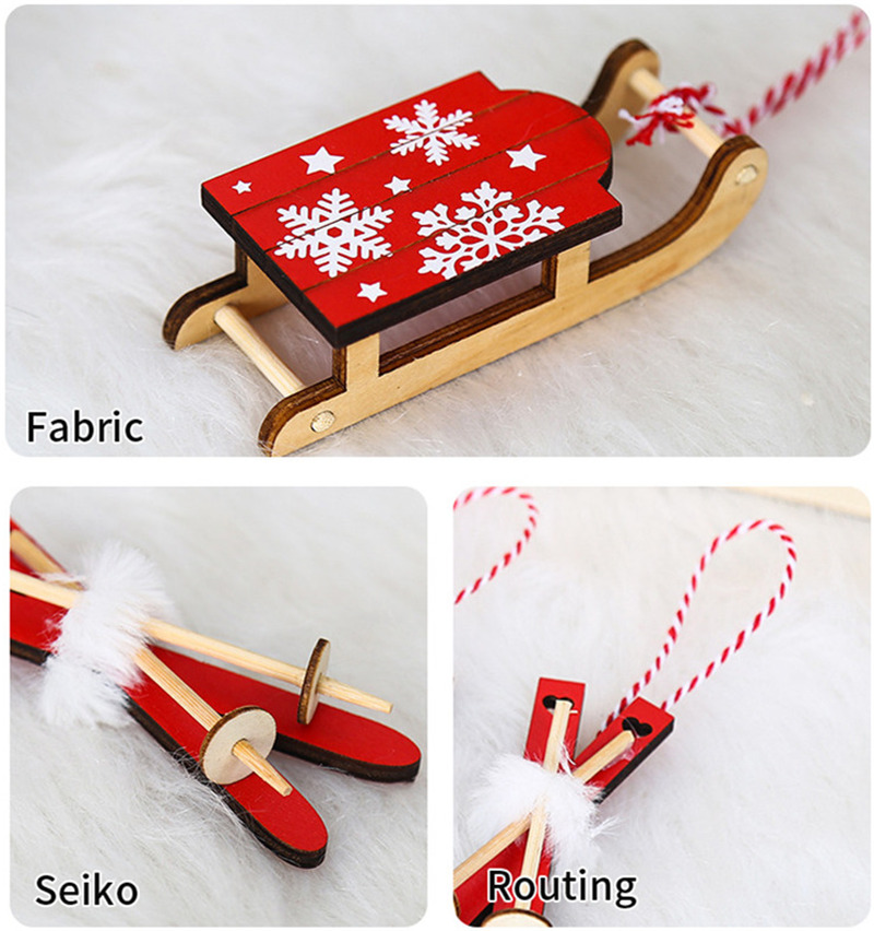 sled xmas wooden pendants christmas hanging decoration