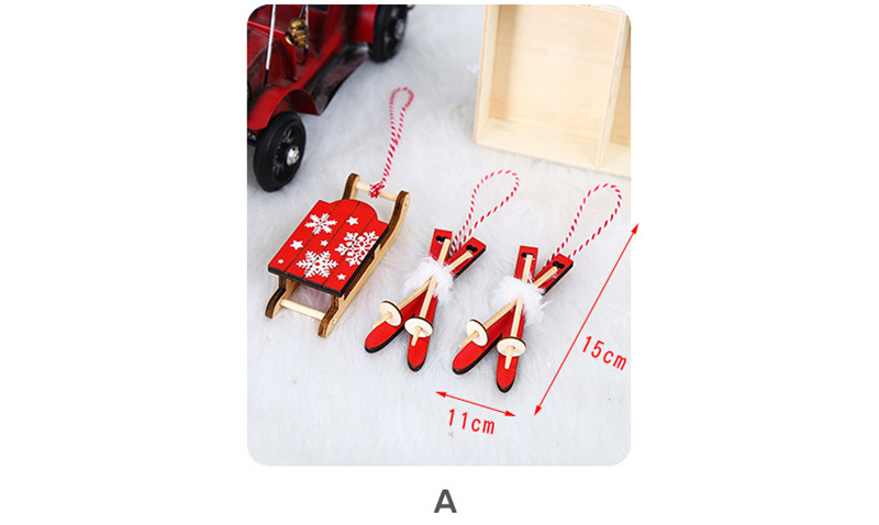 sled xmas wooden pendants christmas hanging decoration