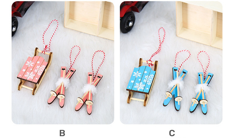 sled xmas wooden pendants christmas hanging decoration