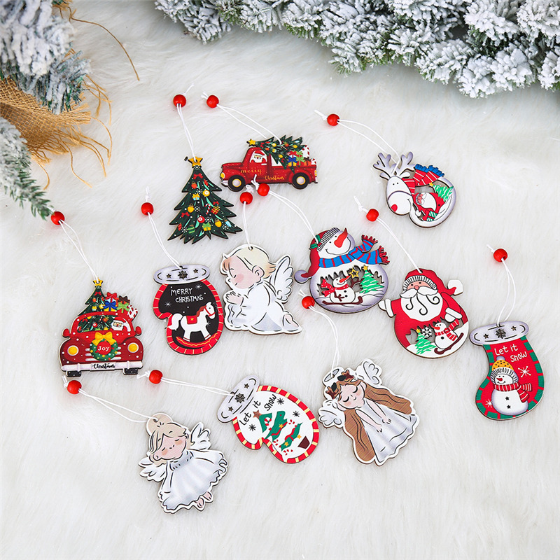 xmas pendants christmas wooden hanging decoration