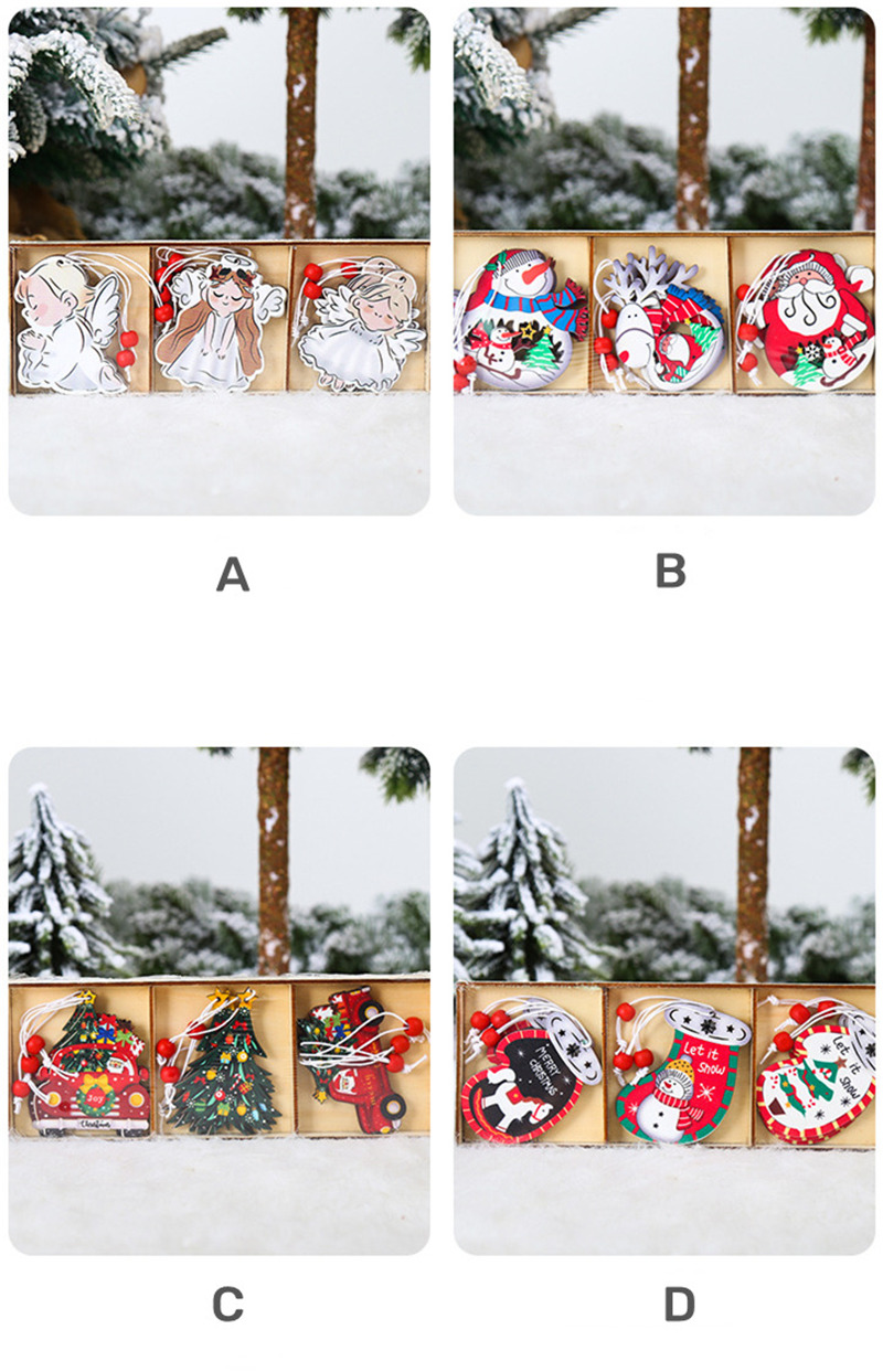 xmas pendants christmas wooden hanging decoration