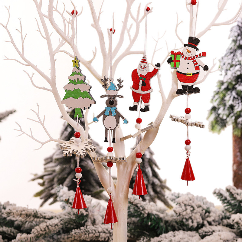 xmas wind chime pendants christmas wooden hanging decoration