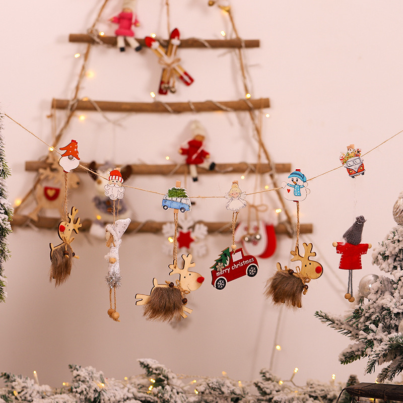 wooden clips pendants christmas hanging decoration