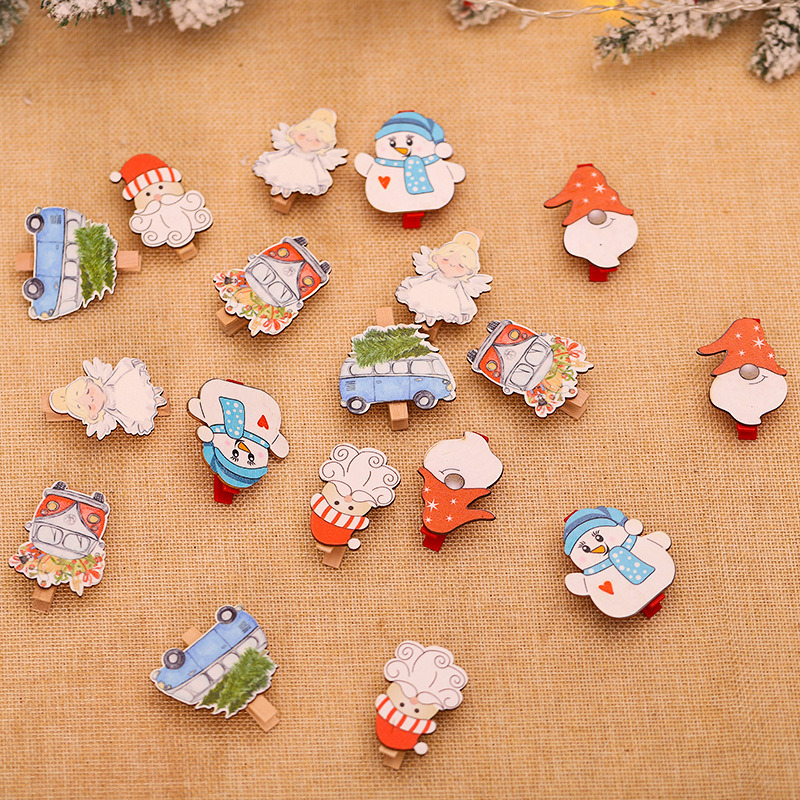 wooden clips pendants christmas hanging decoration