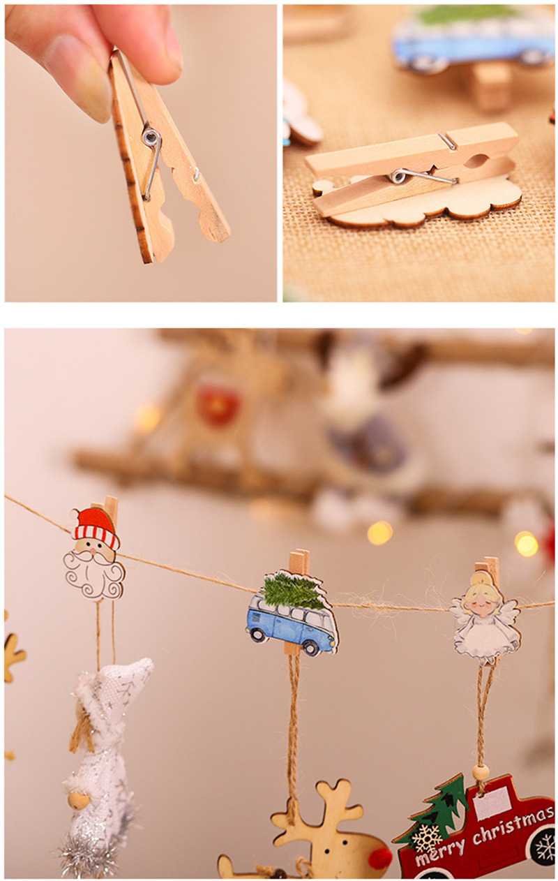 wooden clips pendants christmas hanging decoration