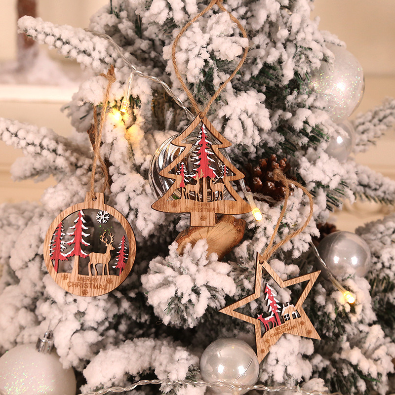 xmas tree ornaments wooden christmas hanging decoration