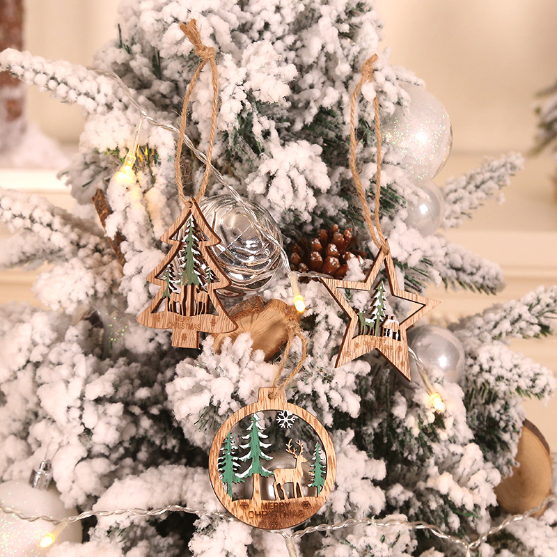 xmas tree ornaments wooden christmas hanging decoration
