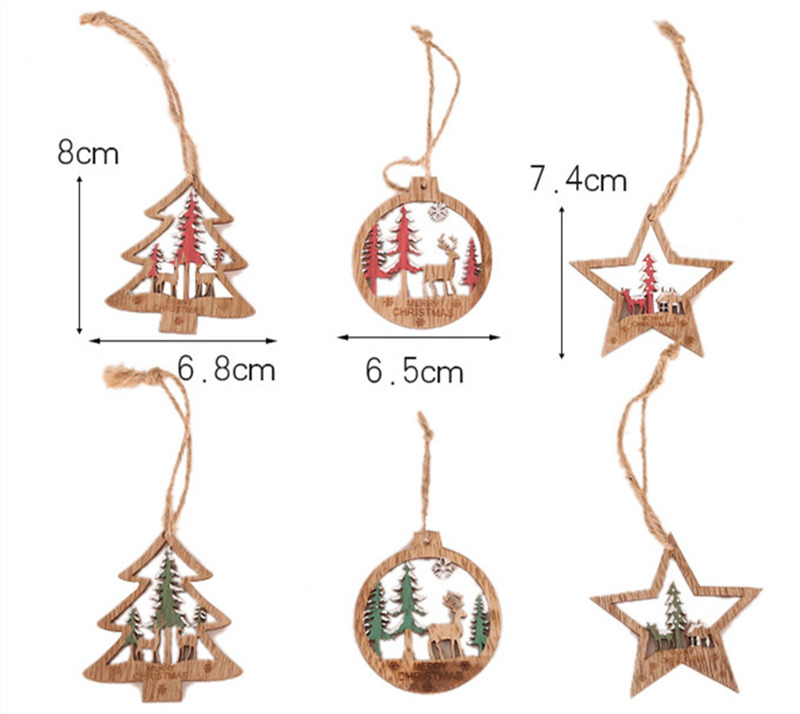xmas tree ornaments wooden christmas hanging decoration