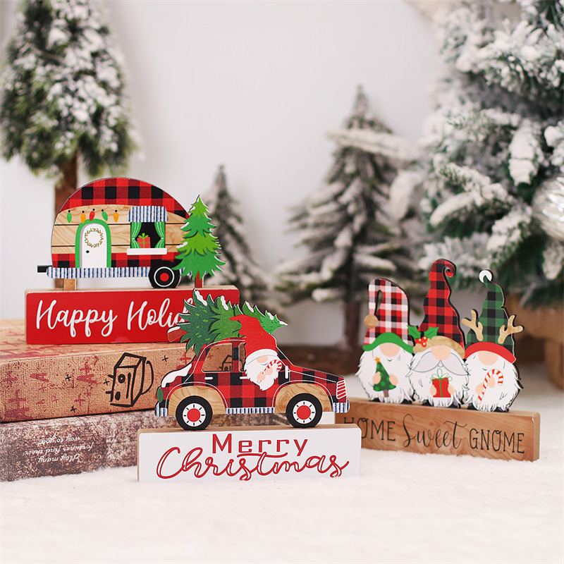 gnomes car van wooden craft christmas decoration