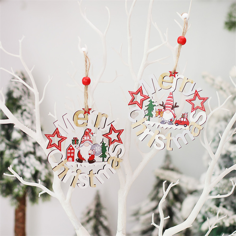 gnome wooden pendants christmas hanging decoration