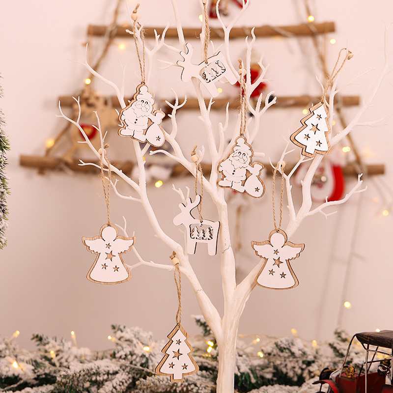 handmade xmas wooden tag pendant christmas hanging ornament