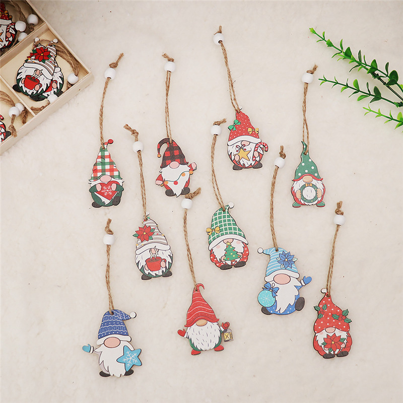santa claus wooden tags pendant christmas hanging ornament