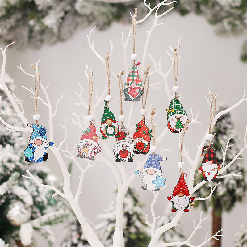 santa claus wooden tags pendant christmas hanging ornament