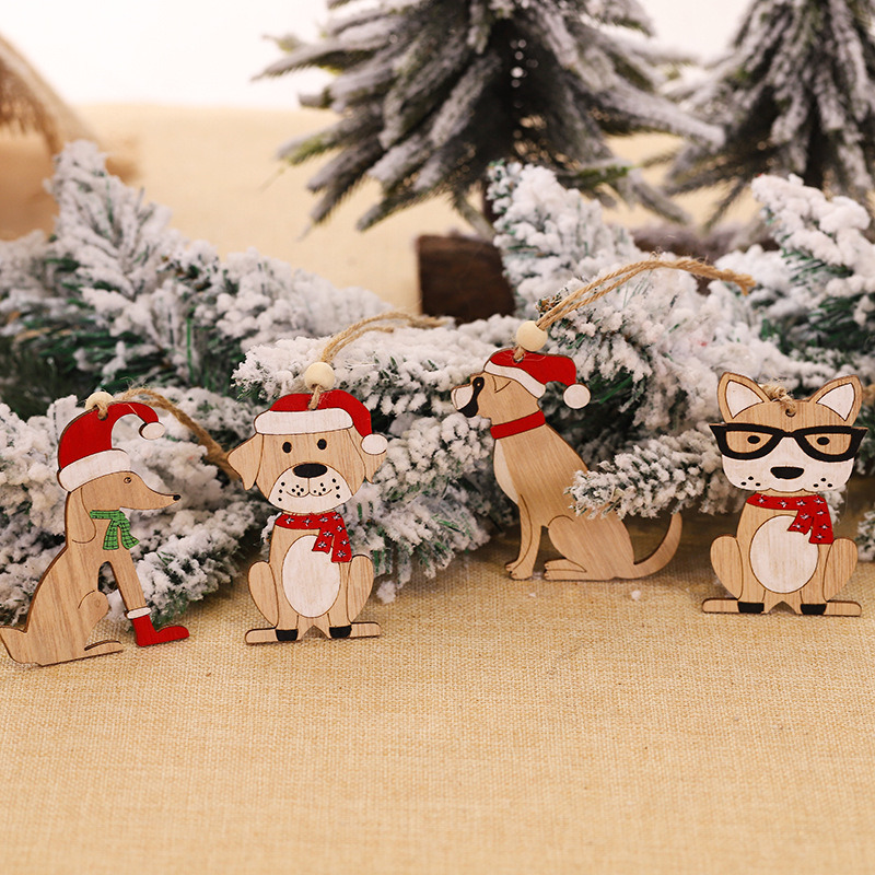 4pcs xmas wooden tags christmas hanging ornament