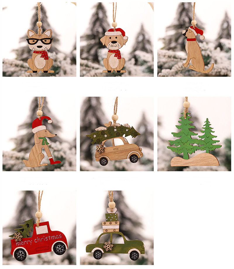 4pcs xmas wooden tags christmas hanging ornament