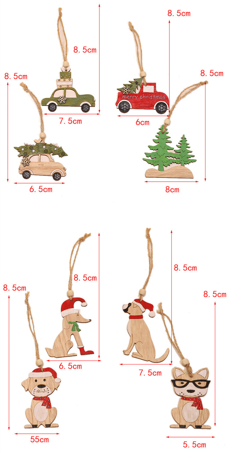 4pcs xmas wooden tags christmas hanging ornament