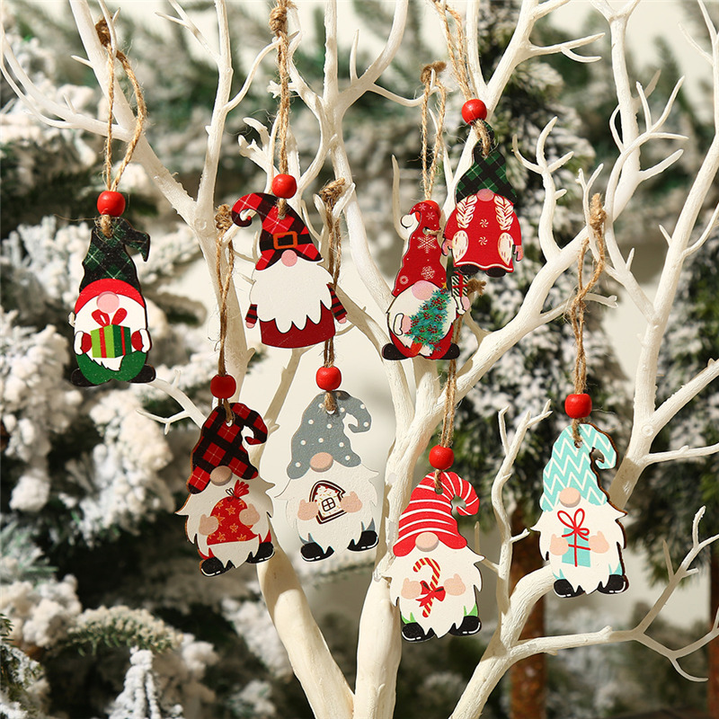 santa claus xmas tag pendants christmas wooden ornament