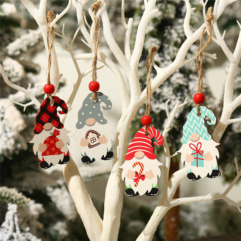 santa claus xmas tag pendants christmas wooden ornament