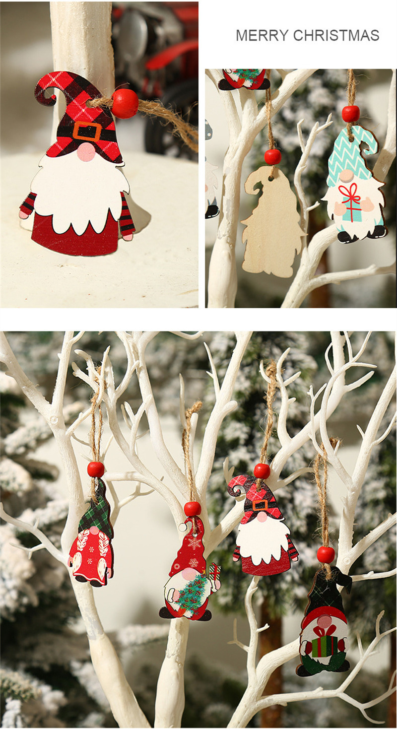 santa claus xmas tag pendants christmas wooden ornament