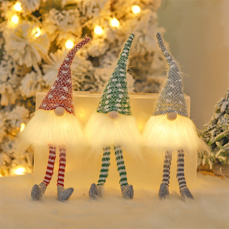 lighted knitted long leg gnomes tomte ornament christmas decoration