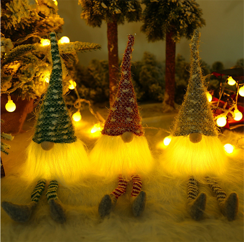 lighted knitted long leg gnomes tomte ornament christmas decoration