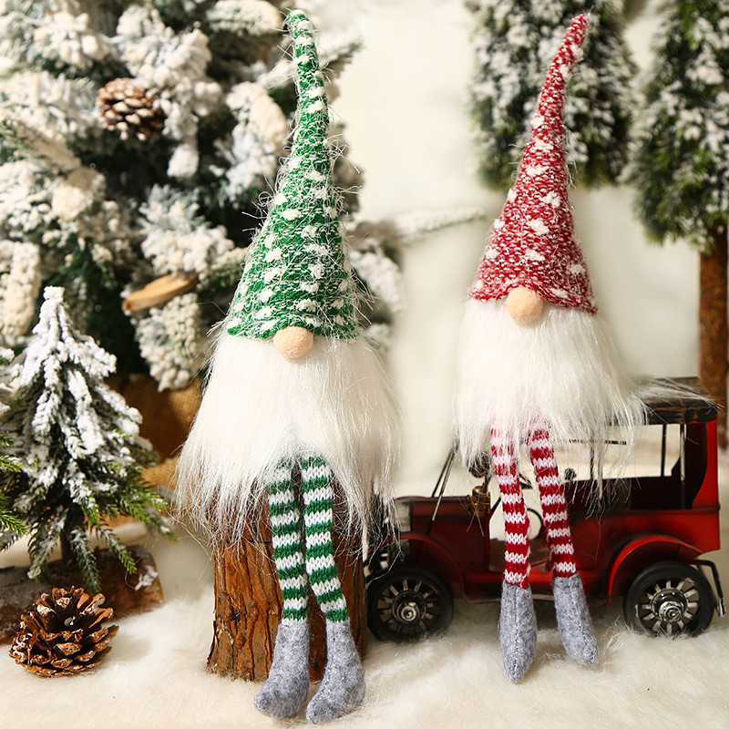 lighted knitted long leg gnomes tomte ornament christmas decoration