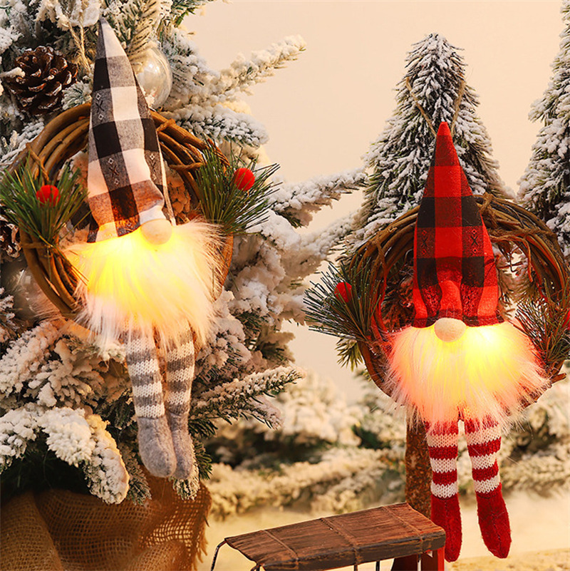 xmas gnomes lighted wreath ornament christmas decoration