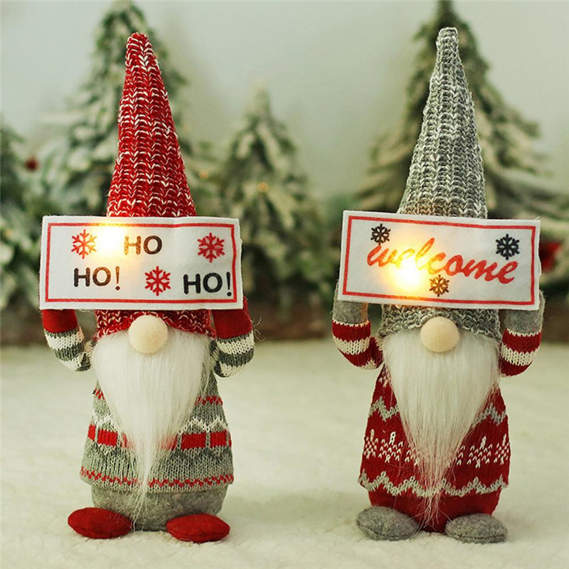 lighted santa claus plush doll gnomes tomte christmas decoration