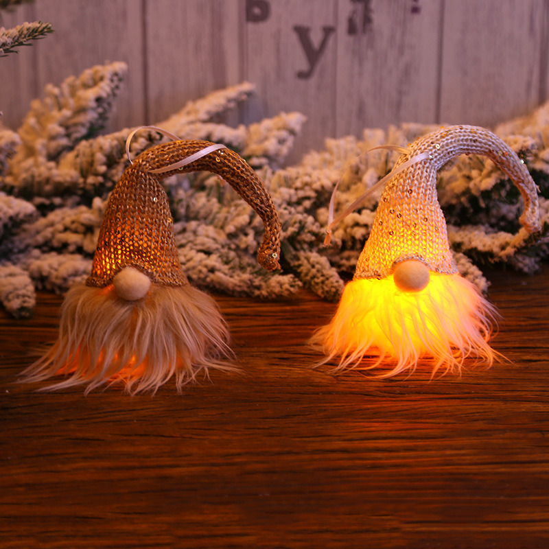 lighted christmas tree pendants gnome doll hanging ornaments
