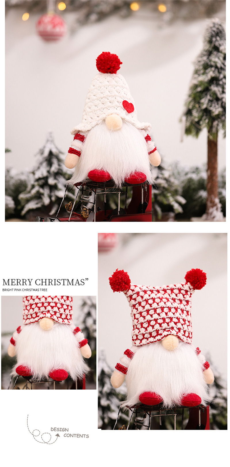 lighted xmas knitted gnome doll ornament christmas decoration