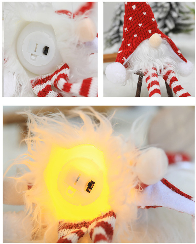 Wholesale lighted xmas gnome knitted hanging ornament christmas decoration