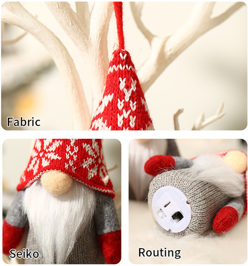 Lighted Christmas Tree Decoration Knitted Gnome Pendant