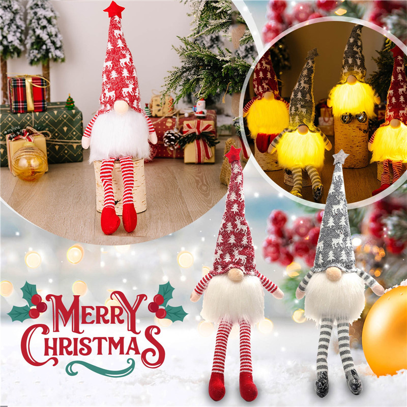 lighted long leg gnome pendants knitted christmas decoration