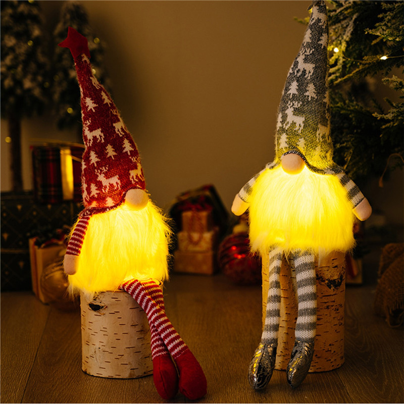 lighted long leg gnome pendants knitted christmas decoration