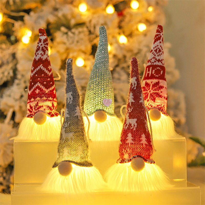 knitted xmas gnome pendant lighted christmas decoration