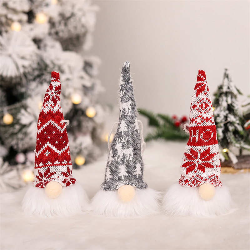 knitted xmas gnome pendant lighted christmas decoration